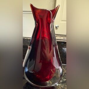 AUTHENTIC VINTAGE SIGNED MICHELE ONESTO MURANO SOMMERSO FLAME VASE 004 ITALY